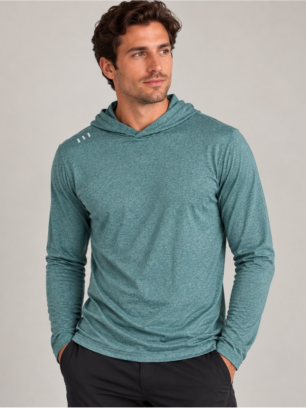 Lululemon Men’s Drysense Hoodie Heathered Teal Green Long Sleeve XL Training